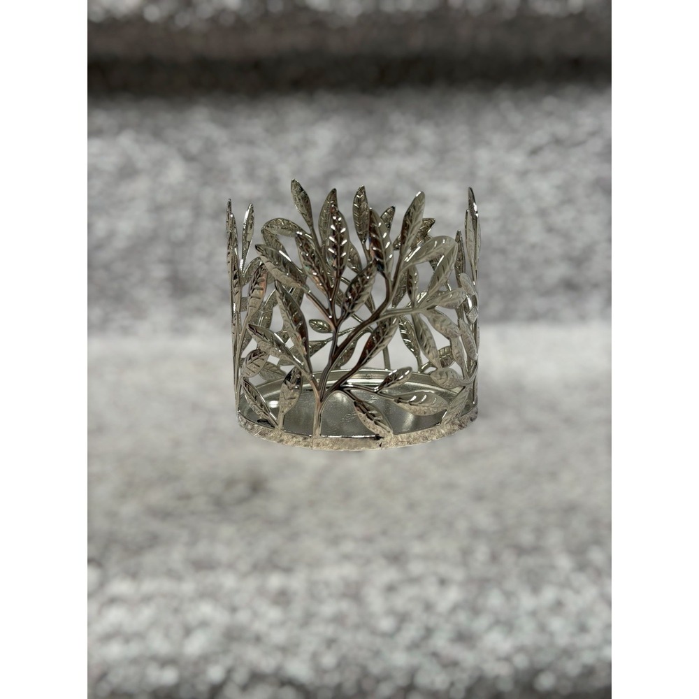 Bath & Body Works Silver Botanical Candle Holder Modern Farmhouse Woodland 7 oz
